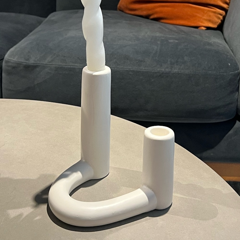 Modern White Ceramic Candlestick Holder
